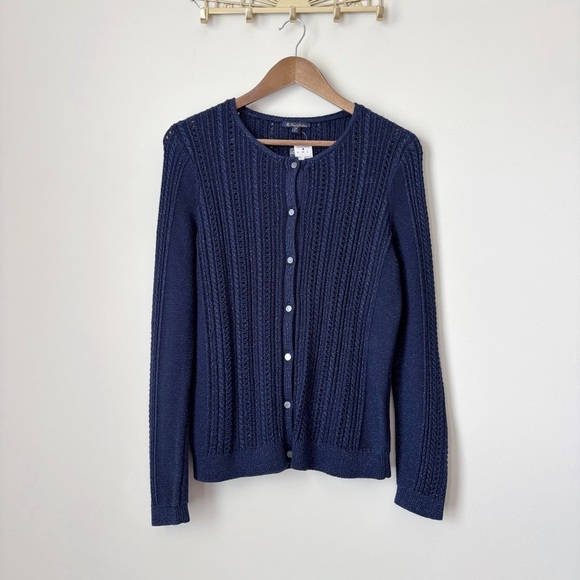 Brooks Brothers Metallic Blue Cardigan Sweater Medium NEW NWT - Picture 6 of 6